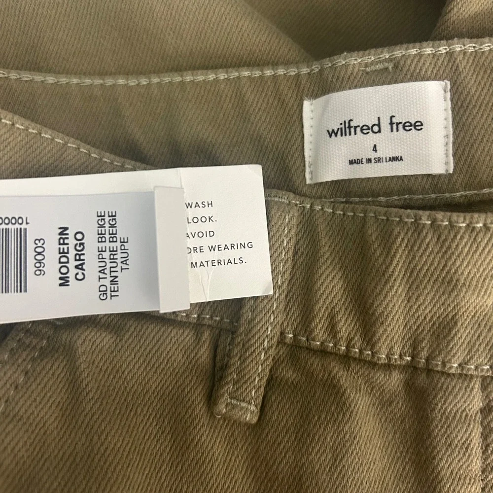 Wilfred Free Aritzia 4 Modern Cargo Pants Taupe Beige High Rise Straight Leg NEW